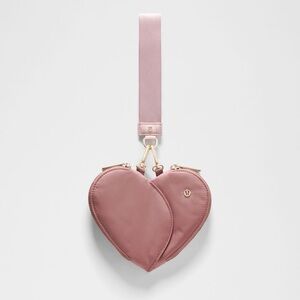 NWT Lululemon Pink Heart-Shaped Wristlet spiced chai/pink haze